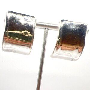 Vintage Sterling Silver Earrings Wide J Omega Post From Israel READ